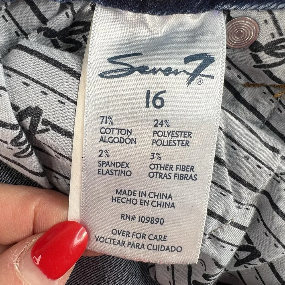 Seven7 Size 16 Weekend Shorts Denim Rolled Cuffed Women's Long Bermuda Stretch